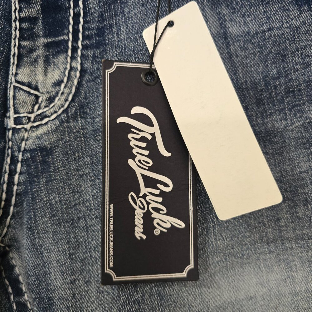 NEW True Luck Straight Fit Stretch Jeans Men's Sz 34x30 Flap Pockets NWT - Picture 4 of 11